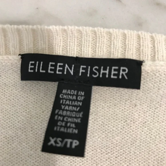 Eileen Fisher 100% Cashmere Off-White Sweater - Picture 3 of 5